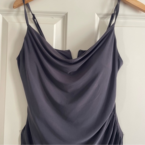 Guess Asymmetrical Cowl Neck Charcoal Dress Rushed Straps - Picture 4 of 13